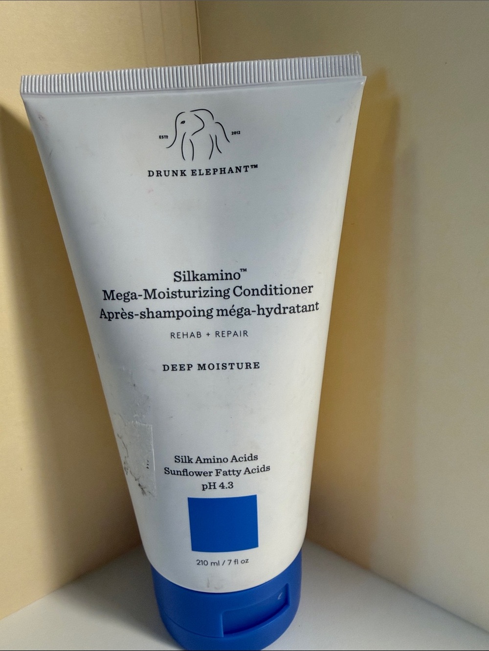 Drunk Elephant Silkamino Conditioner White & Blue Tube